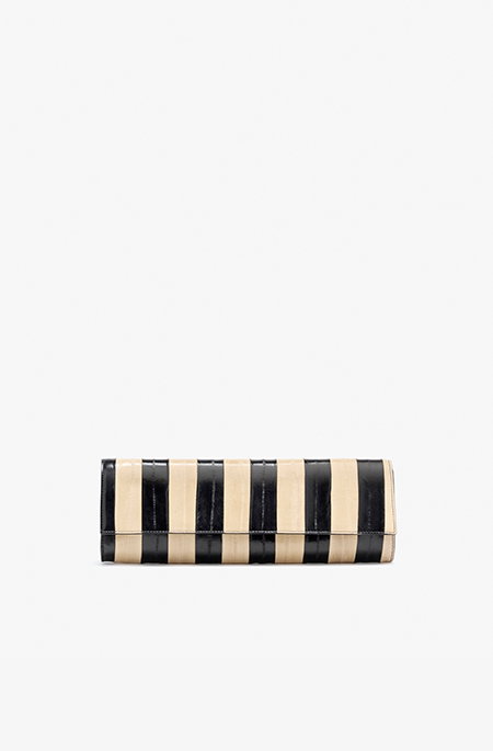 Hex Clutch in Striped Eel in Black/Ivory
