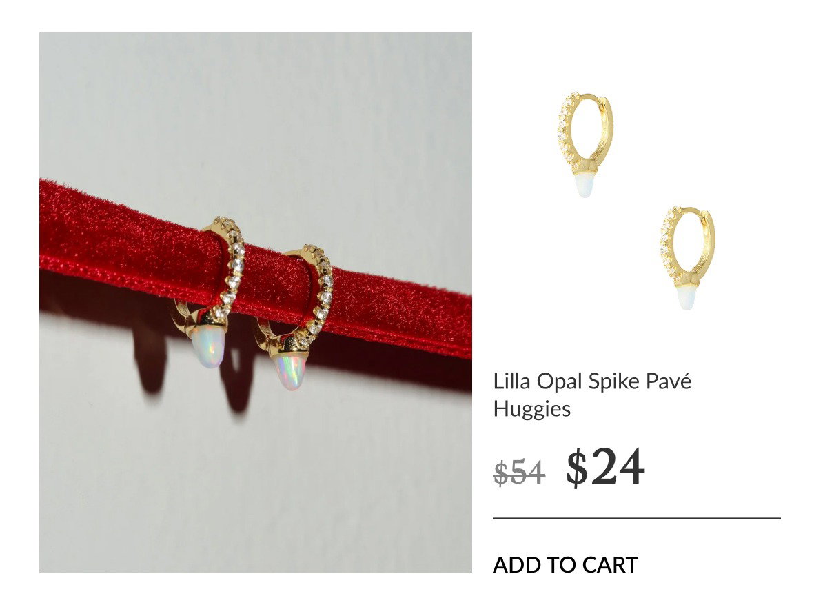 lilla opal spike pavé huggies