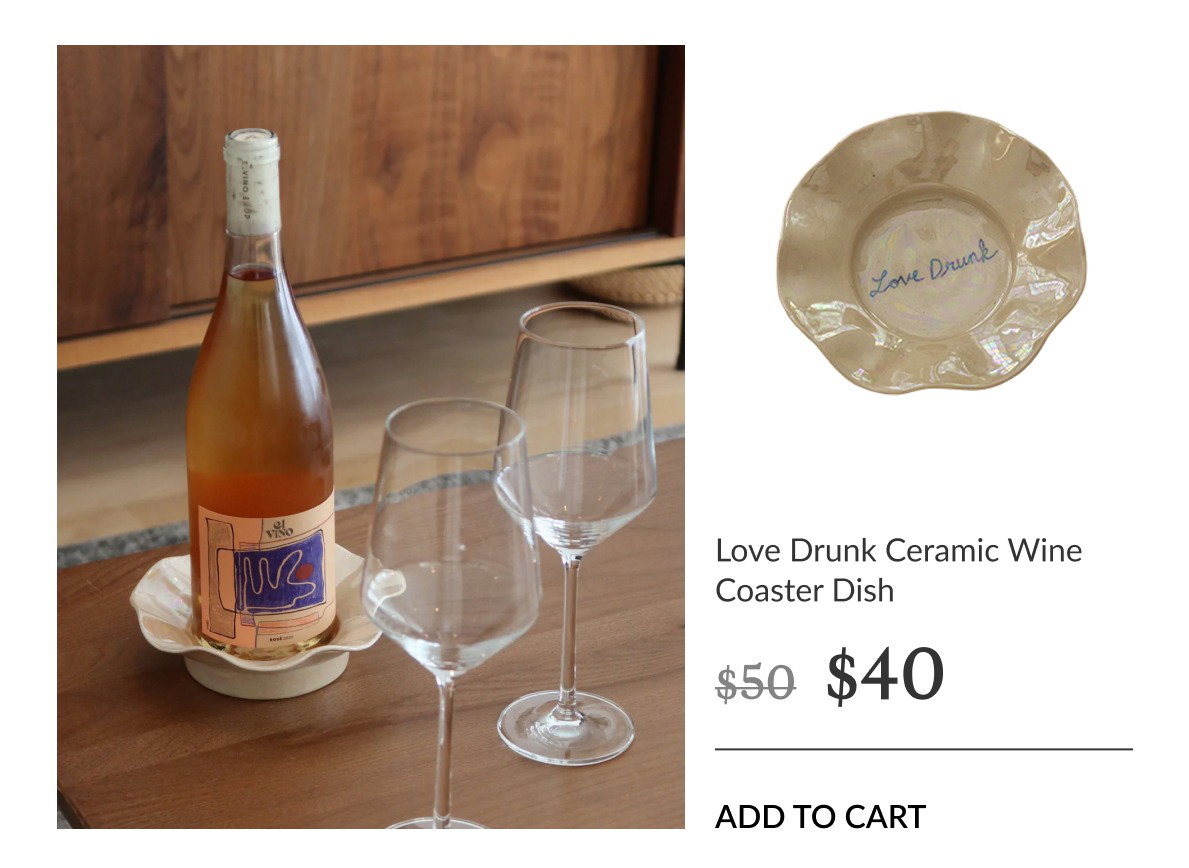 love drunk ceramic wine coaster dish