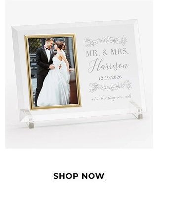 Laurels of Love Engraved Glass Wedding Picture Frame