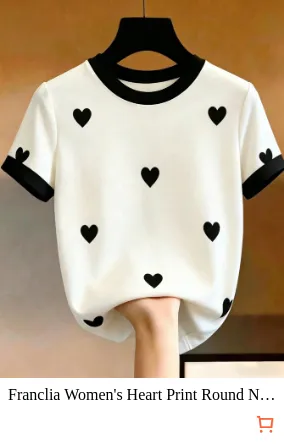 Franclia Women s Heart Print Round...