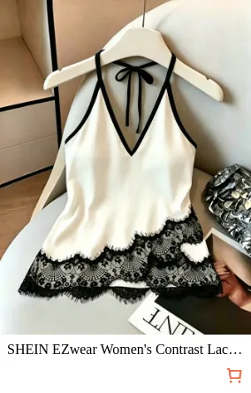 SHEIN EZwear Women s Contrast Lace...