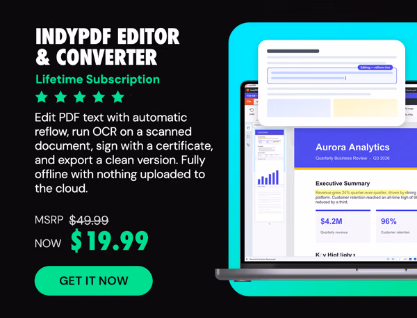 IndyPDF Editor & Converter: Lifetime Subscription