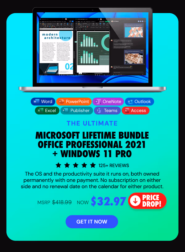 The Ultimate Microsoft Office Professional 2021 for Windows: Lifetime License + Windows 11 Pro Bundle
