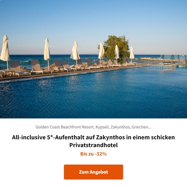 All-inclusive 5*-Aufenthalt auf Zakynthos in einem schicken Privatstrandhotel