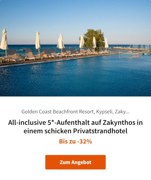 All-inclusive 5*-Aufenthalt auf Zakynthos in einem schicken Privatstrandhotel