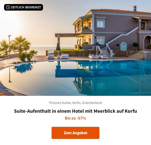 Suite-Aufenthalt in einem Hotel mit Meerblick auf Korfu