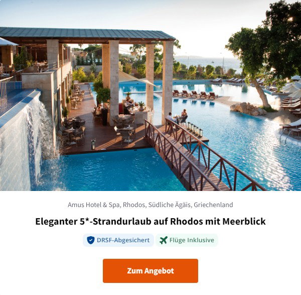 Eleganter 5*-Strandurlaub auf Rhodos mit Meerblick