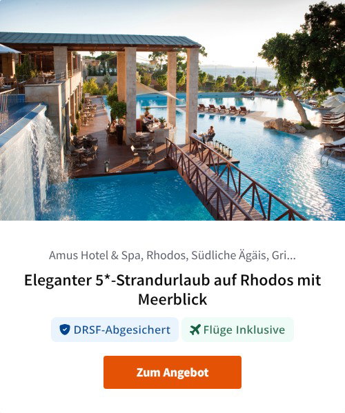 Eleganter 5*-Strandurlaub auf Rhodos mit Meerblick