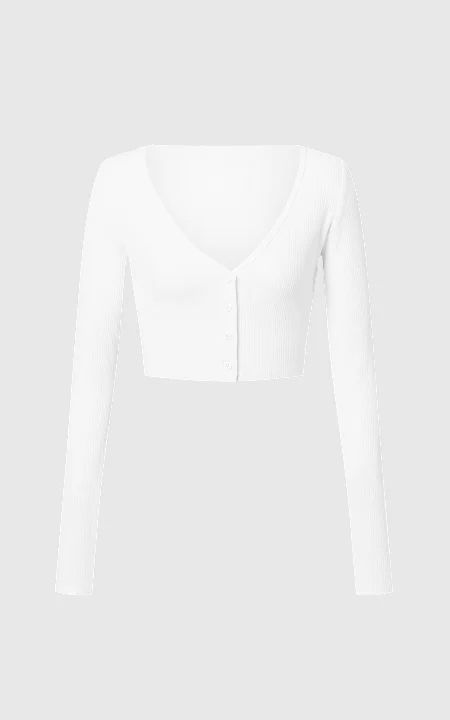 ribbed cropped whisper cardigan