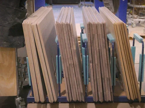 Video montage of the Grovemade desk being hand sanded and oiled in our PDX woodshop.