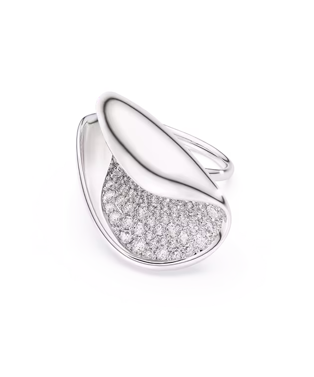 Anello cocktail Swarovski Classica, Statement, Taglio Round, Bianco, Argento Sterling