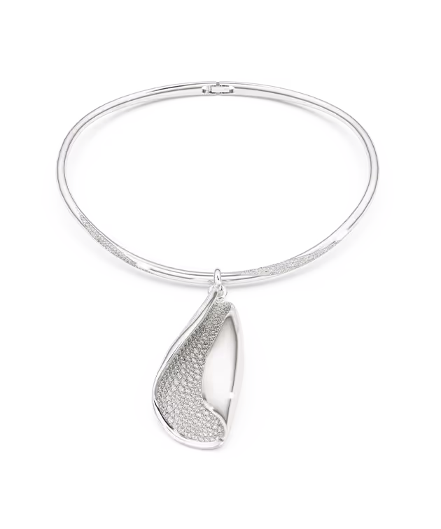 Collana Swarovski Classica, Statement, Taglio Round, Bianca, Argento Sterling