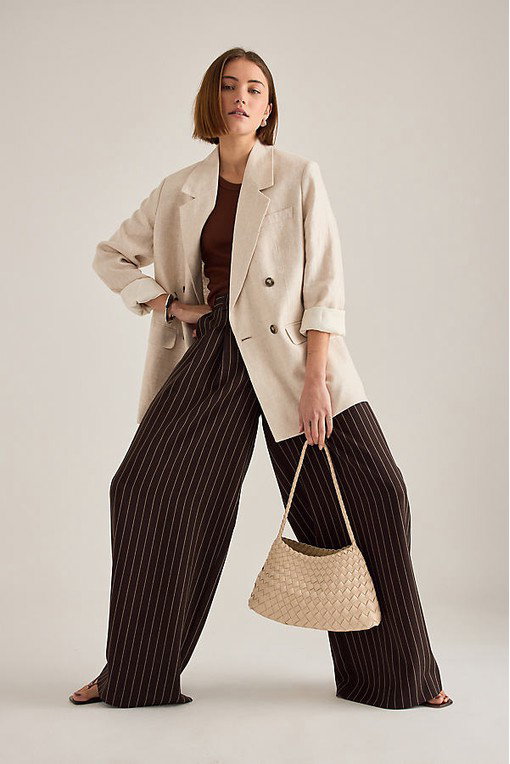 The Avery Pleated Trousers by Maeve: Pinstripe Edition