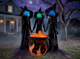 Set of 3 Witch Stakes with Lights