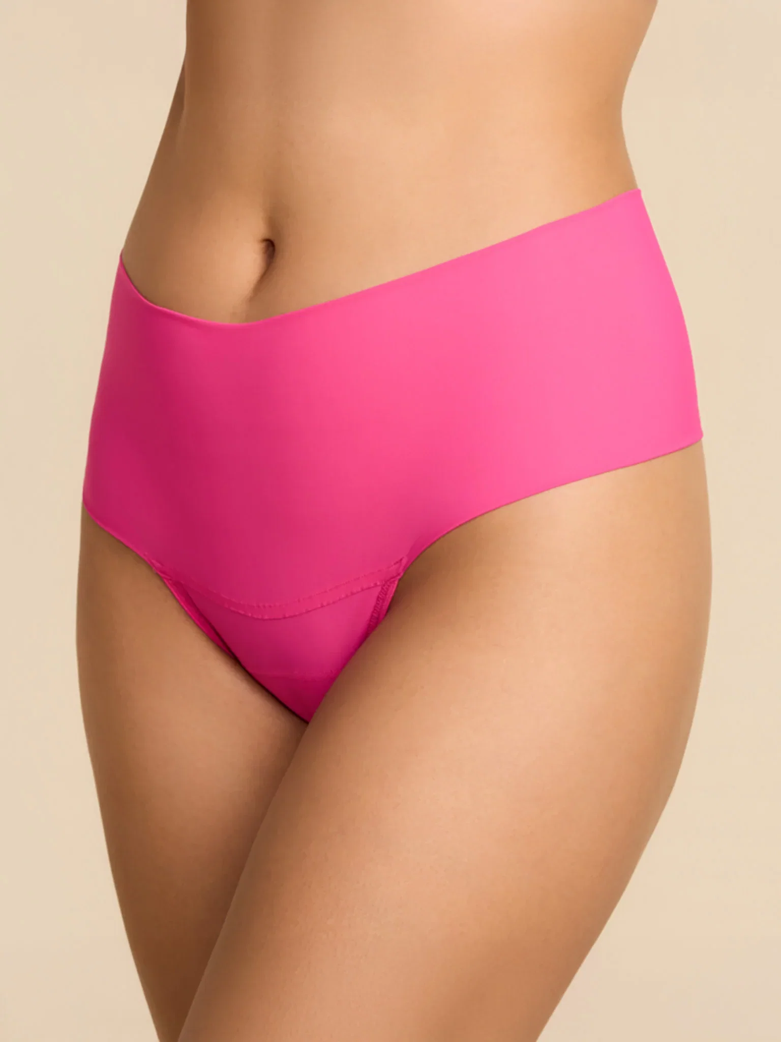 Image of BreatheSoft™ High Rise Thong Provocative Pink