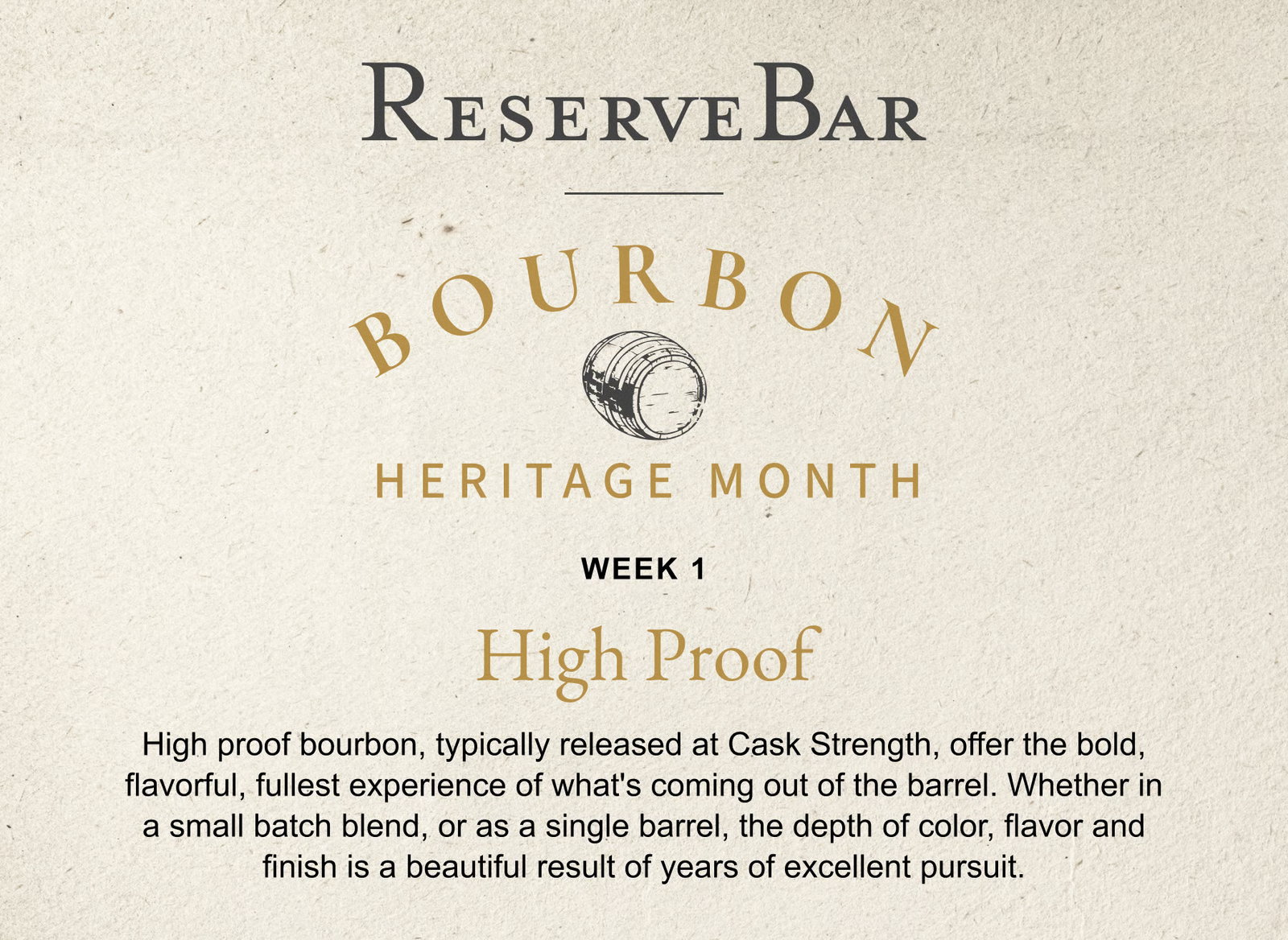 ReserveBar - Bourbon Heritage Month - Week 1: High Proof