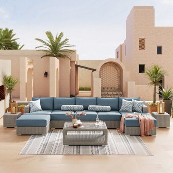 Sirio Niko 10-piece Outdoor Patio Modular Seating Set, Blue