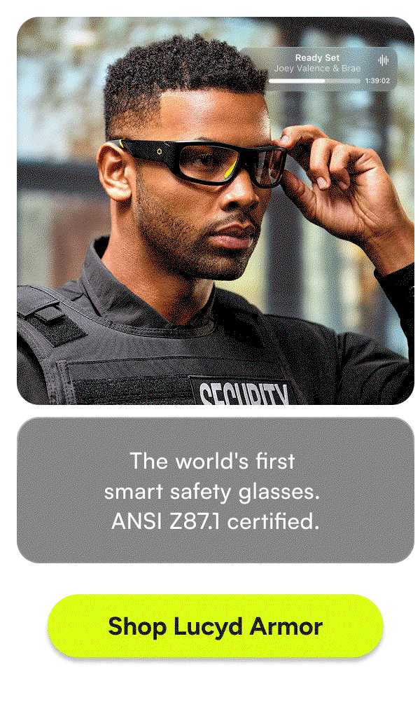 The world's first smart safety glasses. ANSI Z87.1 certified.