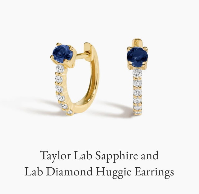 Taylor Lab Sapphire and Lab Diamond Huggie Earrings