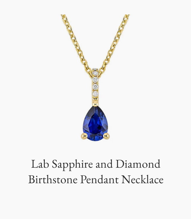 Lab Sapphire and Diamond Birthstone Pendant Necklace