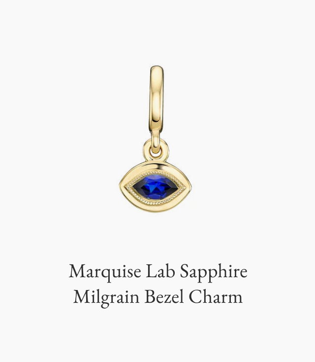 Marquise Lab Sapphire Milgrain Bezel Charm