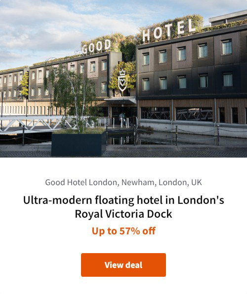 Ultra-modern floating hotel in London's Royal Victoria Dock