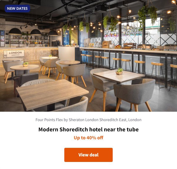 Modern Shoreditch hotel near the tube