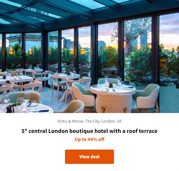 5* central London boutique hotel with a roof terrace