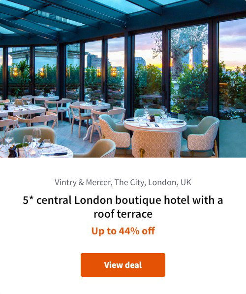5* central London boutique hotel with a roof terrace