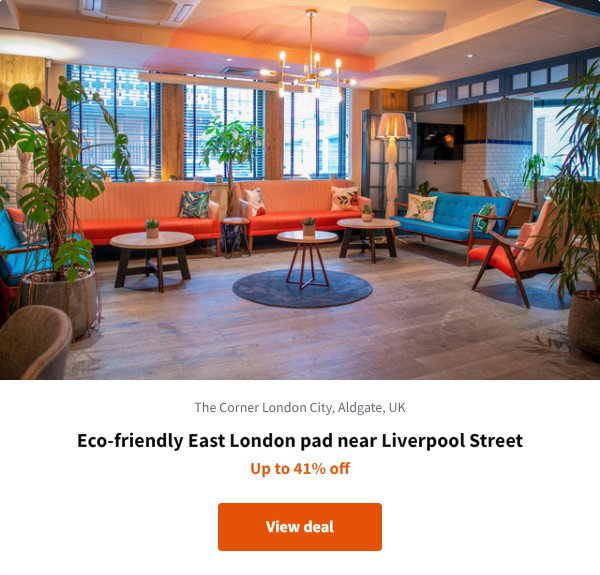 Eco-friendly East London pad near Liverpool Street