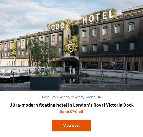 Ultra-modern floating hotel in London's Royal Victoria Dock