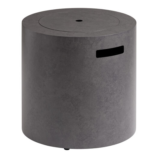 Round Gray Steel Gas Fire Pit Table