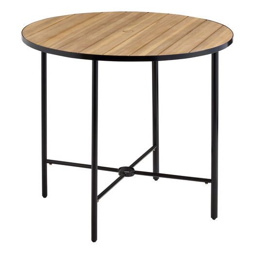 Lanah Round Wood and Metal Outdoor Patio Counter Height Dining Table