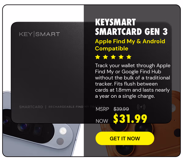 KeySmart SmartCard Gen 3 - Apple Find My and Android | Wireless Charging