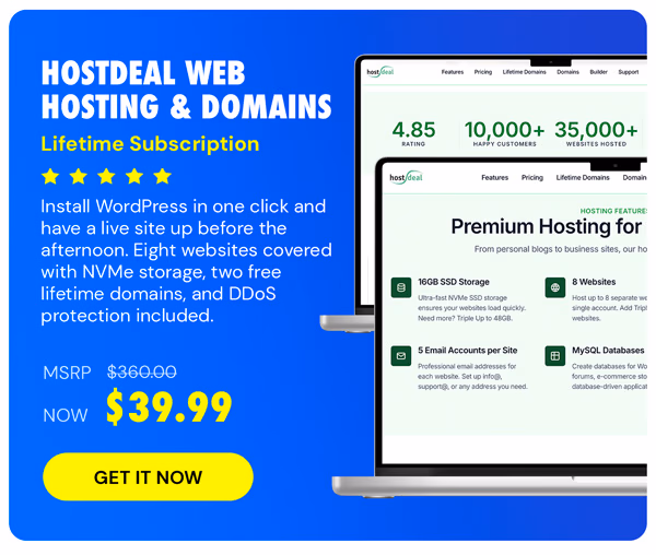 Hostdeal Web Hosting & Domains Lifetime Subscriptions