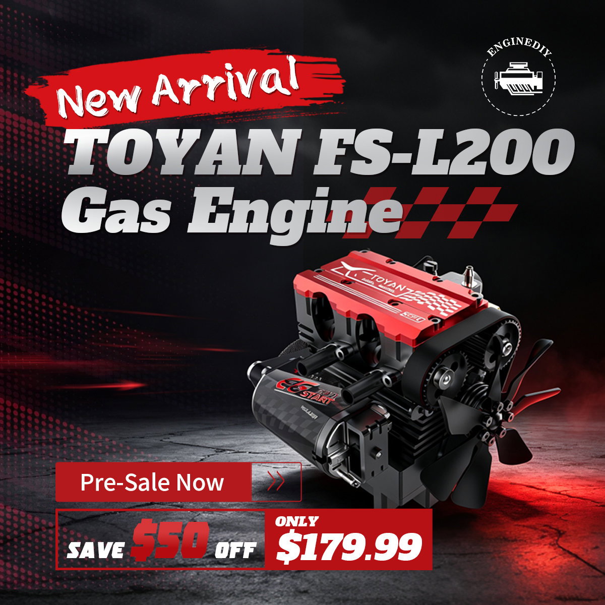 TOYAN FS-L200GC 7cc Inline Twin-Cylinder Four-Stroke Air Cooled Gasoline Engine Model Kit that Works