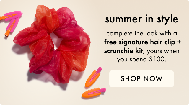 get a free hair clips + scrunchie kit with orders over $100