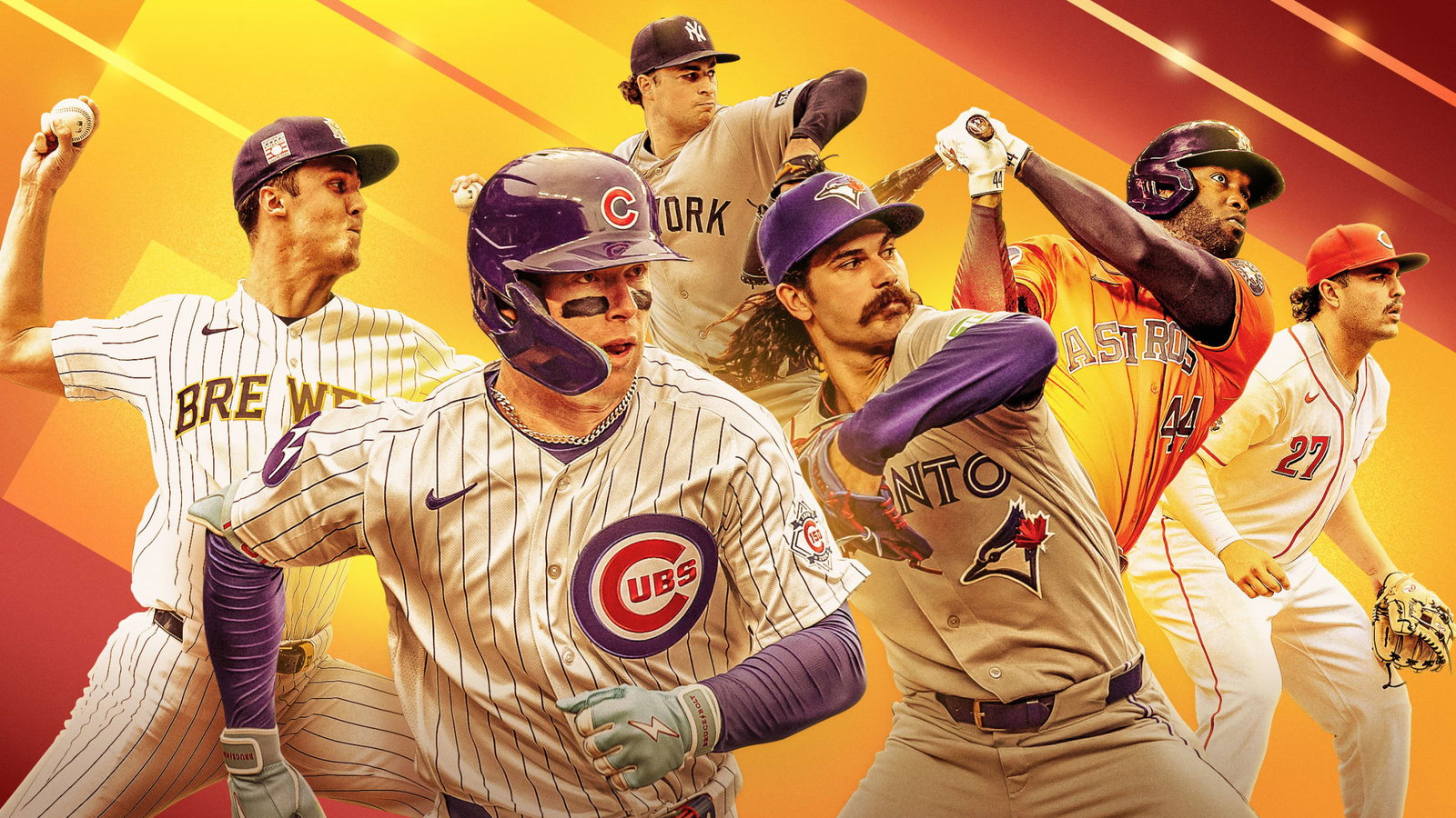 Jacob Misiorowski, Pete Crow-Armstrong, Cam Schlittler, Dylan Cease, Yordan Alvarez and Sal Stewart