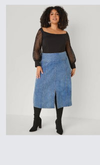 Split Front A Line Midi Skirt