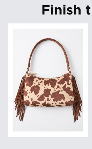 Fringed Cow Print Shoulder Bag