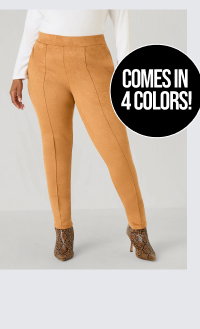 Pintucked Faux Suede Leggings