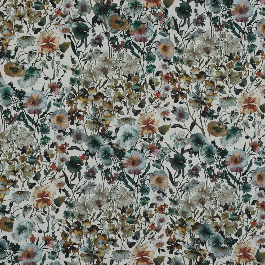 Image of Cotton Voile - Ivory Floral - Passing of Adonis Print - Mood Exclusive Gaia Collection
