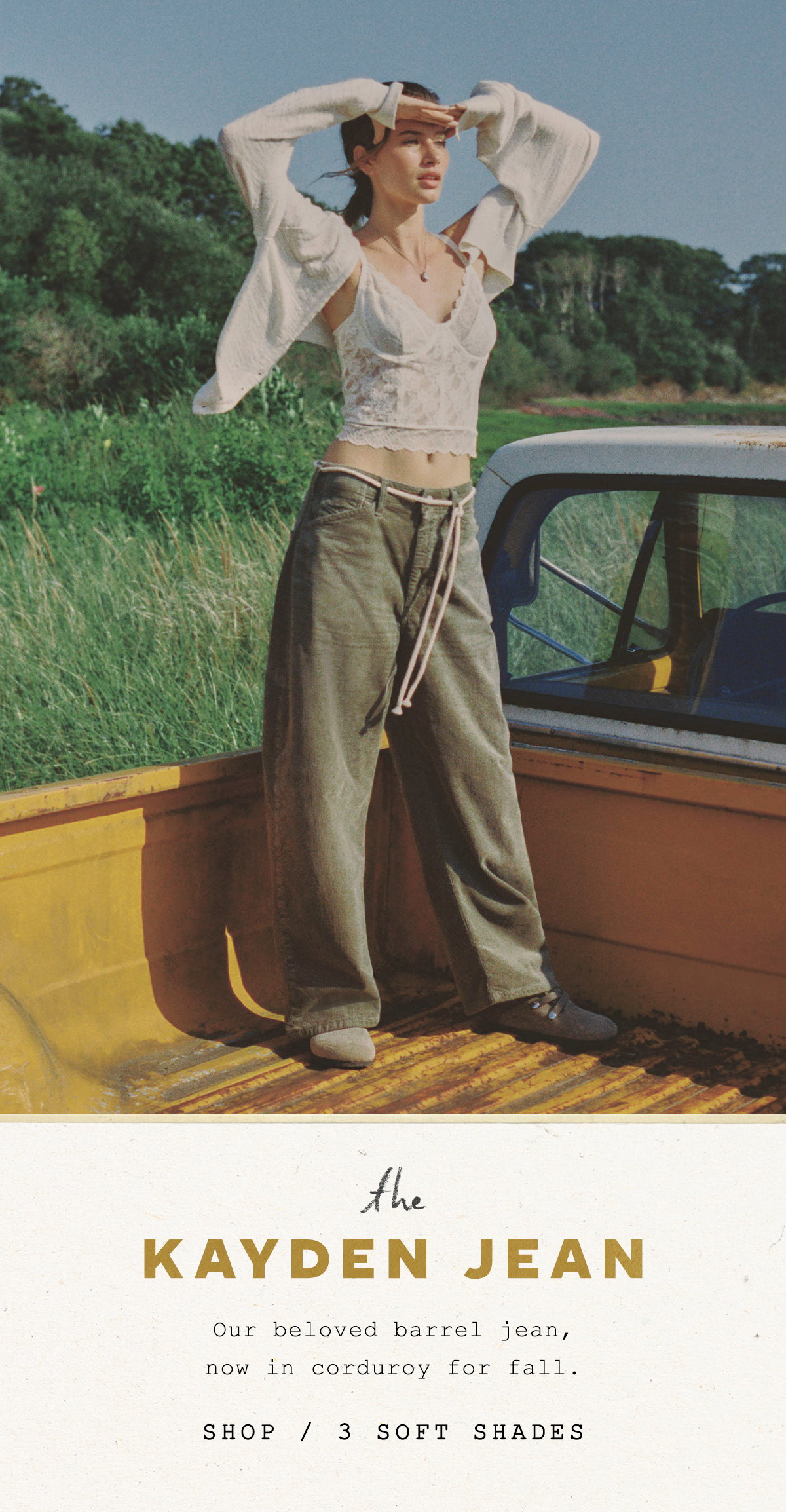 the kayden jean, out beloved barrel jean, now in corduroy for fall. shop 3 soft shades