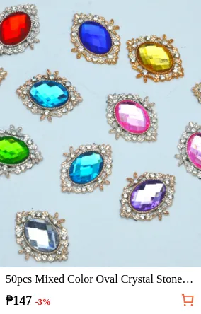 50pcs Mixed Color Oval Crystal...