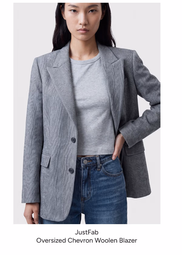 Oversized Chevron Woolen Blazer