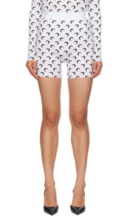 White Recycled Moon Jersey Mini Shorts