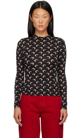 Black Recycled Moon Jersey Second Skin Top