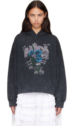 Gray Isoli Cropped Vintage Wash Hoodie