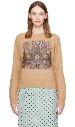 Beige Brushed Alpaca Forest Teddy Sweater
